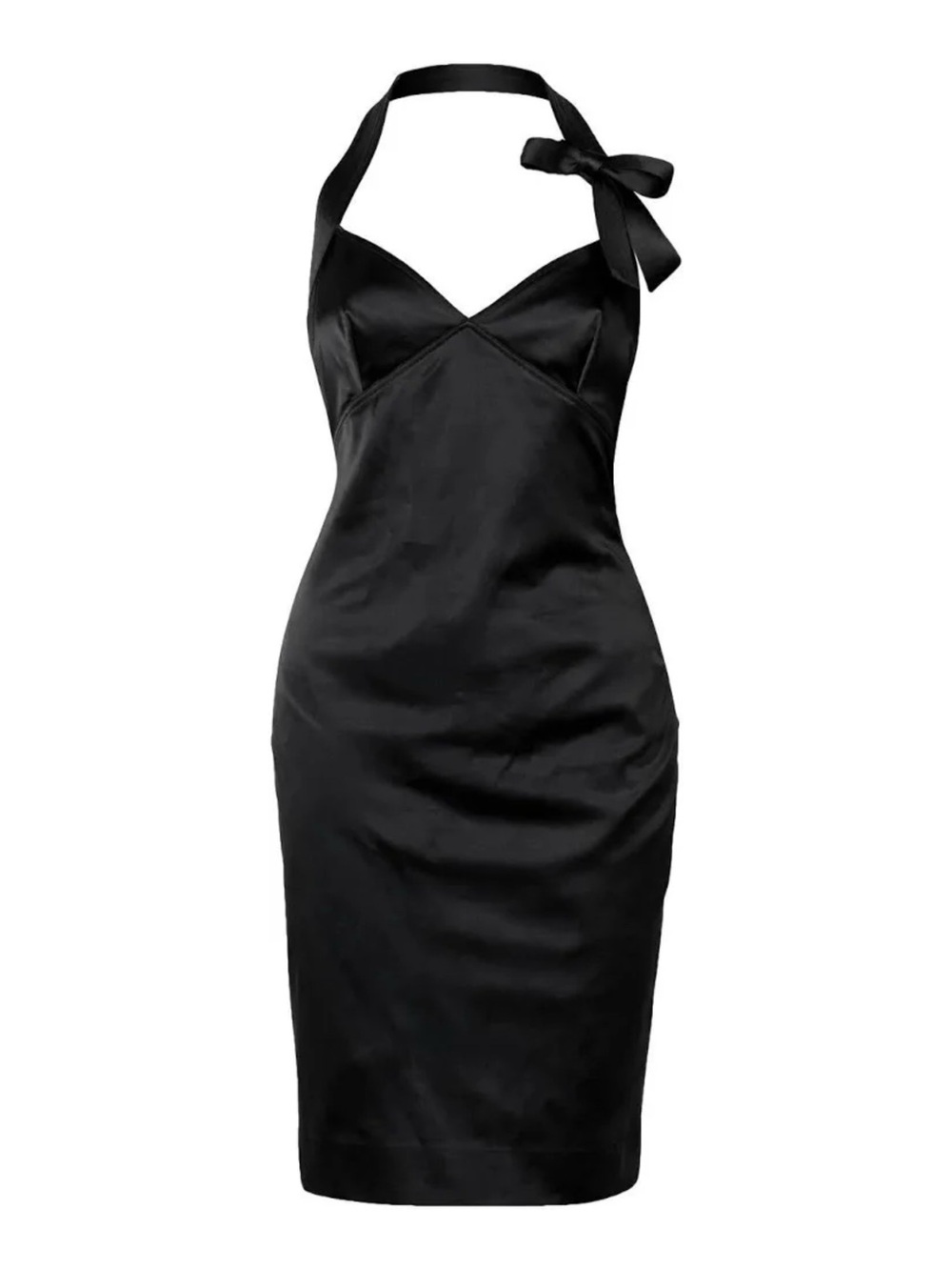 Christian Dior by John Galliano 2004 Black Satin Halter Dress 38 FR 6 US